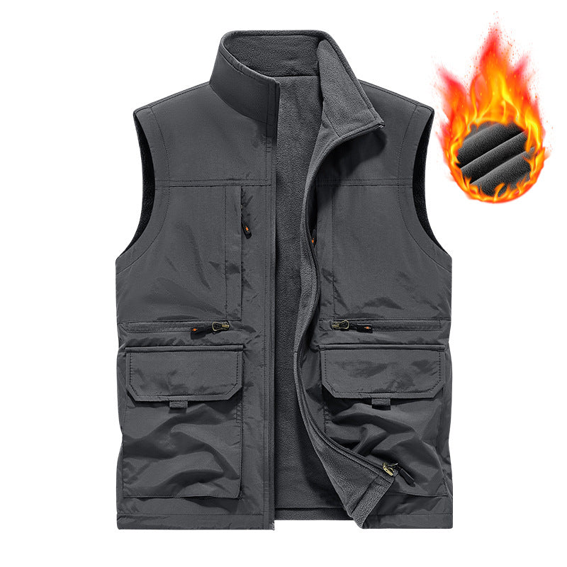 Men's insulated utility vest with warm fleece lining, windproof & multi-pocket Mune Fashion