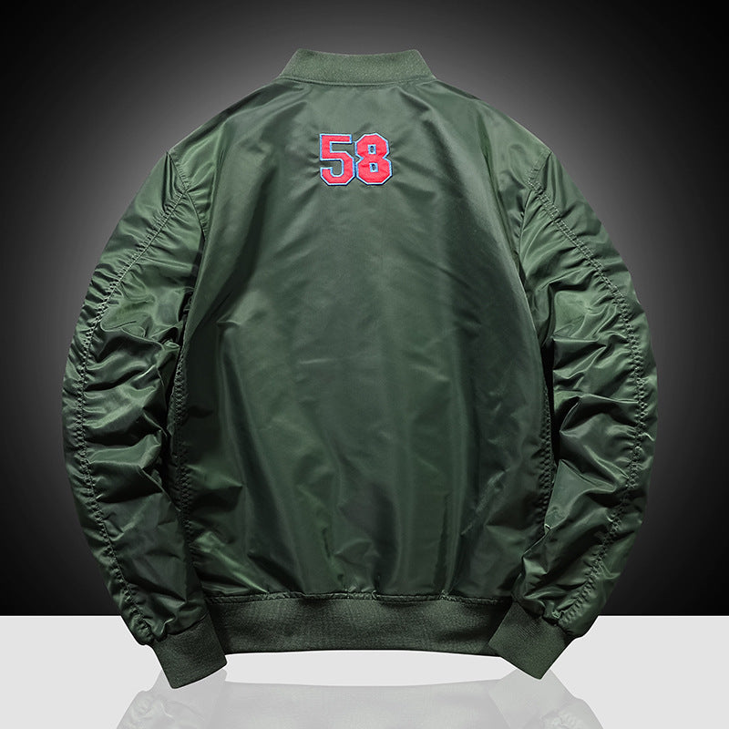 Men's Patch-Embellished Pilot Bomber Jacket made of Nylon with Arm Pocket and Ribbed Cuffs Mune Fashion
