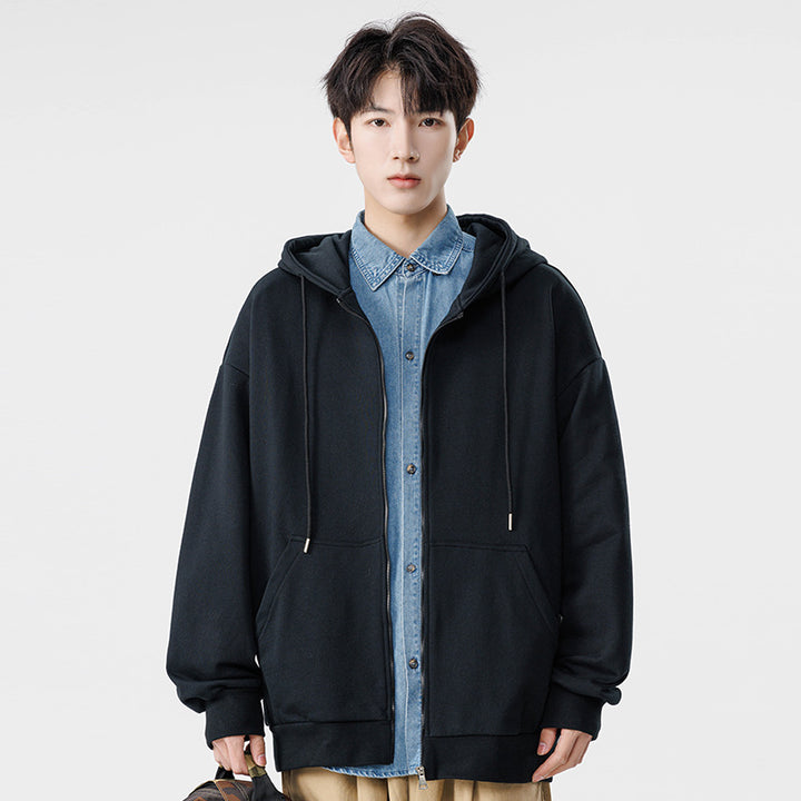 Unisex Oversize Hoodie Fleece Jacket with Boxy Cut and Metal Zipper Drune