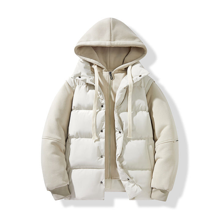 Men's hybrid quilted jacket with integrated hood fleece inner layer Mune Fashion