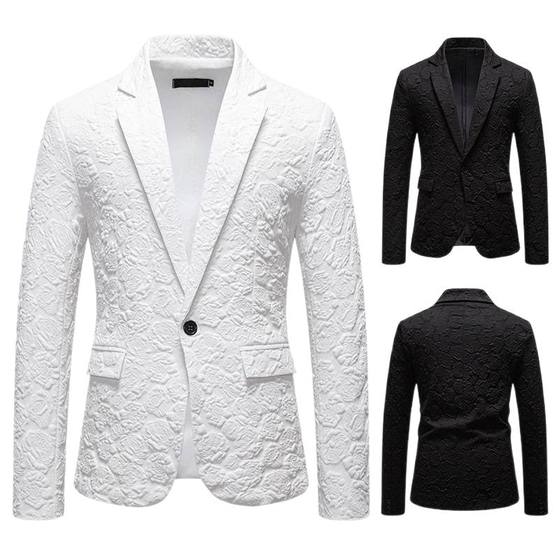 Men's structured business blazer with floral jacquard pattern and slim fit Mune Fashion