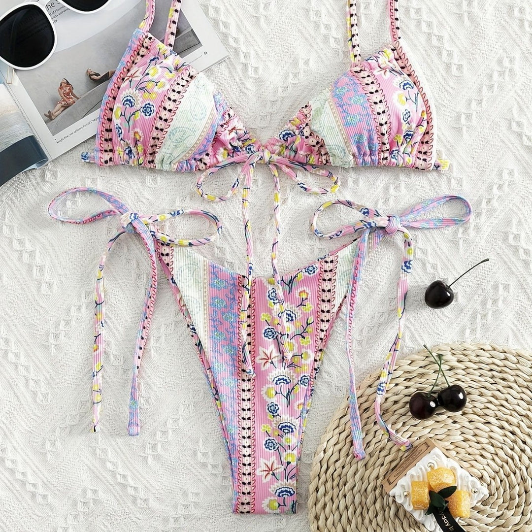 Women Triangle Bikini with playful design and adjustable straps Mune Fashion