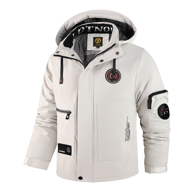 Men's windproof insulated field jacket with hood and multifunctional zip pockets Mune Fashion