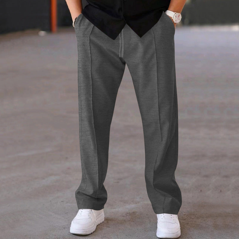 Men's Relaxed-Fit Casual Pants with Pleat, Drawstring and Side Pockets Mune Fashion