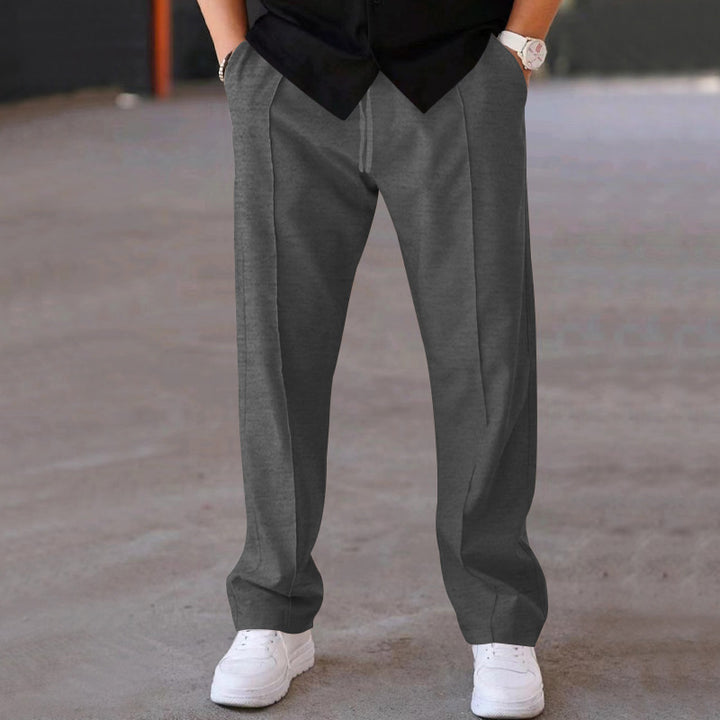 Men's Relaxed-Fit Casual Pants with Pleat, Drawstring and Side Pockets Mune Fashion