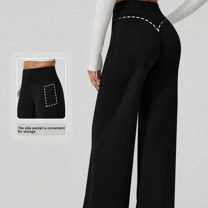 Women's sporty high-waisted leisure pants with pockets Mune Fashion