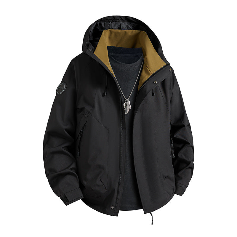 Men's waterproof softshell jacket with hood and fleece lining Mune Fashion