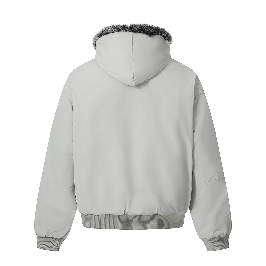Men's Short Boxy Bomber Jacket in Aviator Look with Removable Faux Fur Collar Mune Fashion