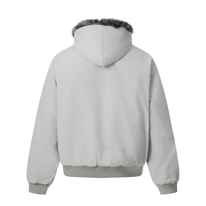 Men's Short Boxy Bomber Jacket in Aviator Look with Removable Faux Fur Collar Mune Fashion
