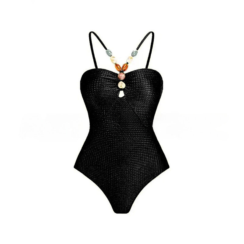 Women's One-Piece Swimsuit with Fashionable Jewelry Details Mune Fashion