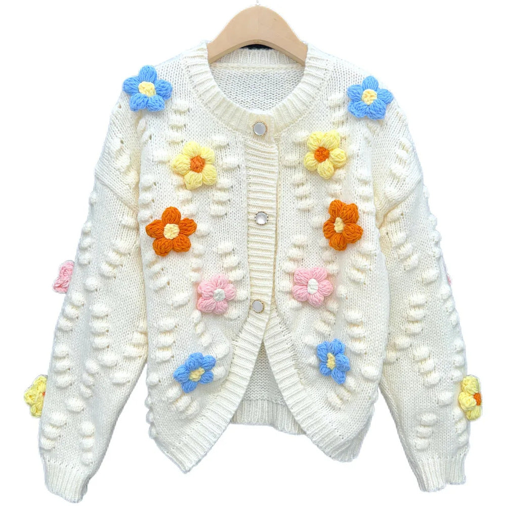 Women's Playful Sweater with Floral Applications