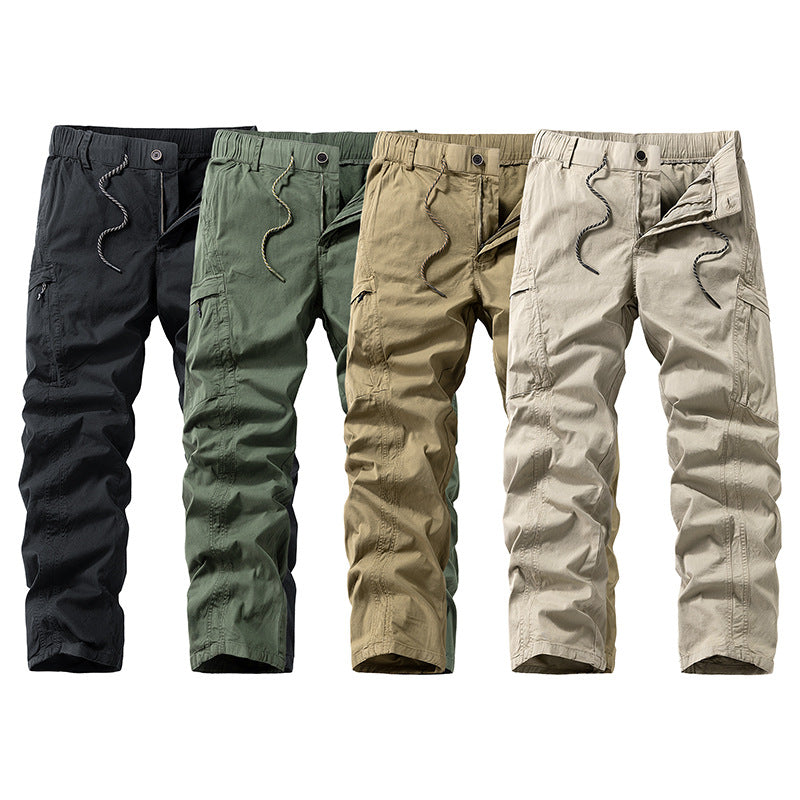 Men's Stretch Utility Cargo Pants with Elastic Waistband and Multiple Pockets Mune Fashion