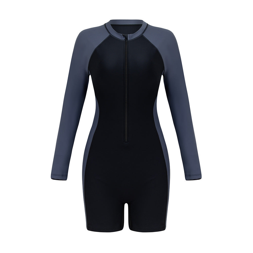 Women’s sporty long-sleeve swimsuit with zipper Mune Fashion 1781081924