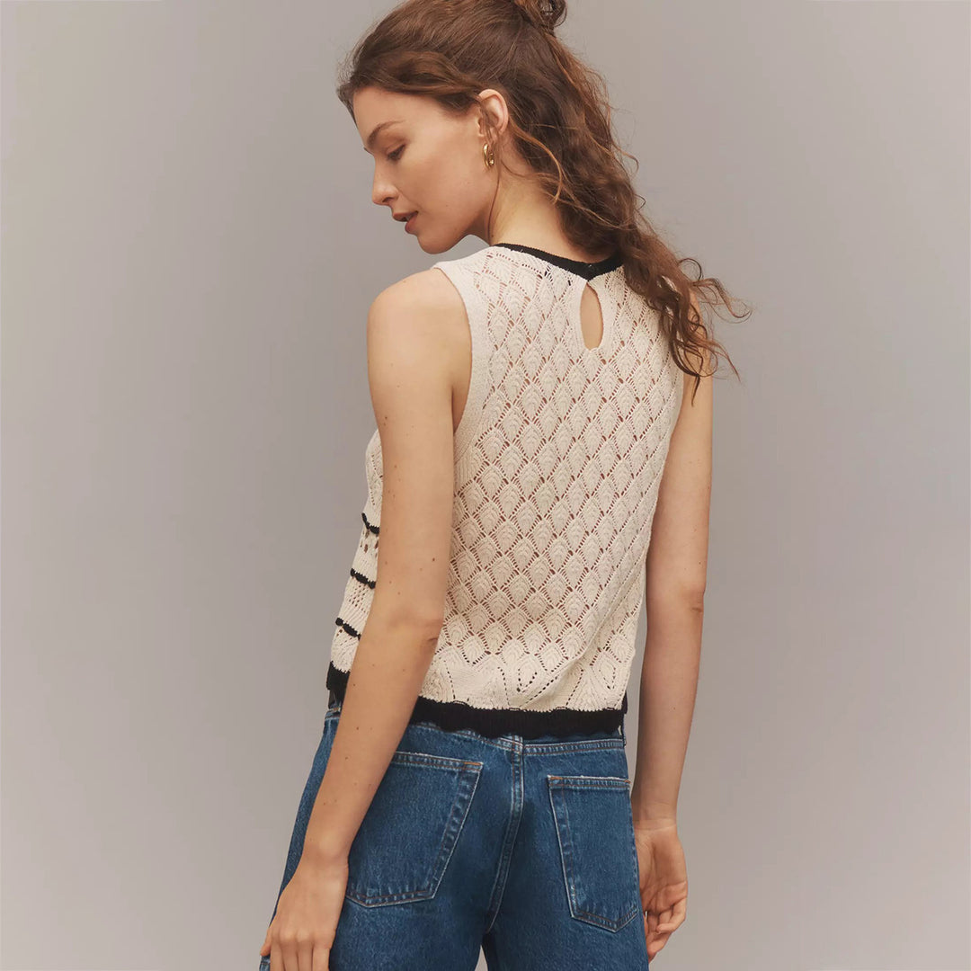 Women’s Casual Crochet Top with Wavy Edge Mune Fashion