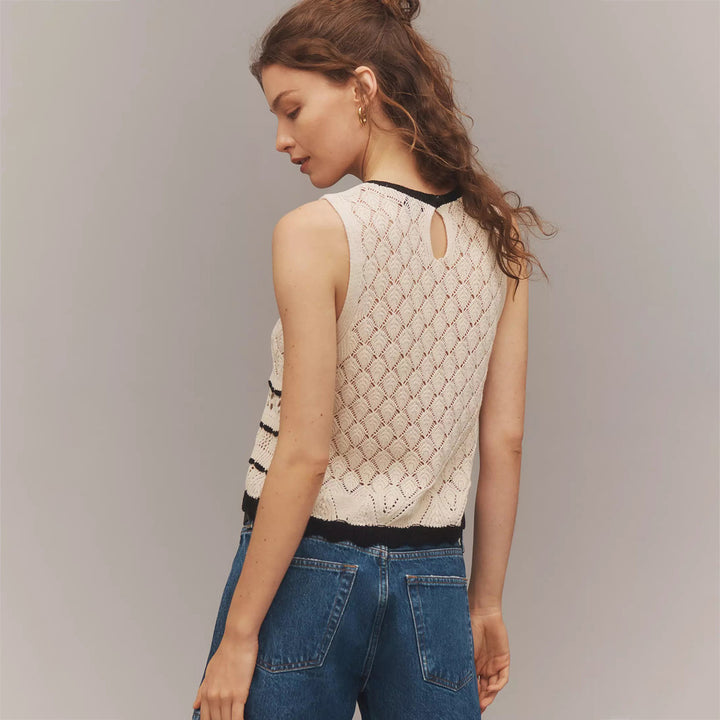 Women’s Casual Crochet Top with Wavy Edge Mune Fashion