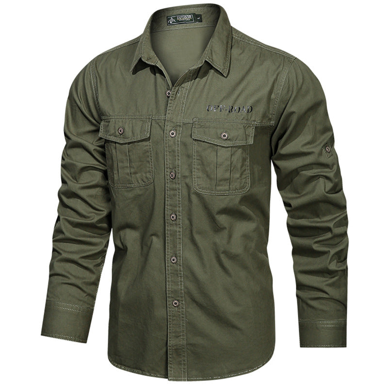 Men's Off-Road Safari Shirt with reinforced flap chest pockets, spread collar, and roll-up sleeves Mune Fashion