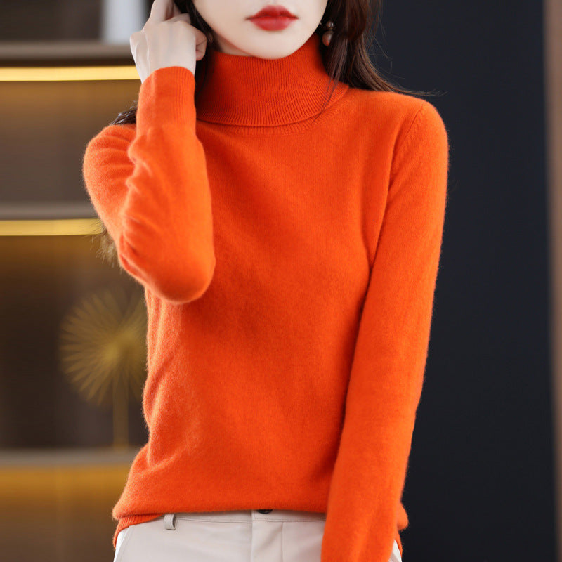 Women's Slim-Fit Turtleneck Sweater made of Cashmere-like Fine Knit with Soft Pile Mune Fashion