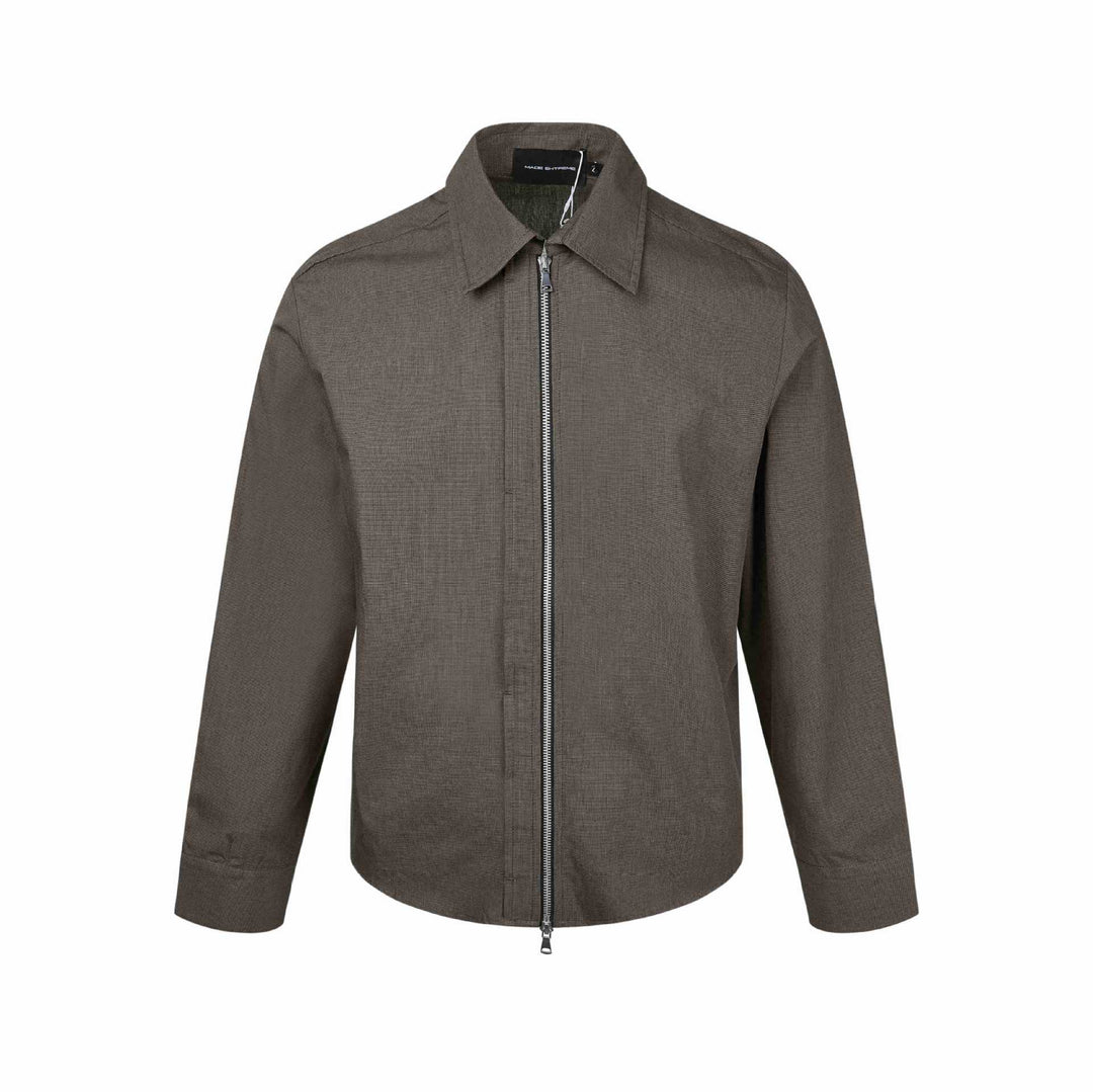 Men's short jacket with shirt collar, two-way zipper and fine structure Mune Fashion