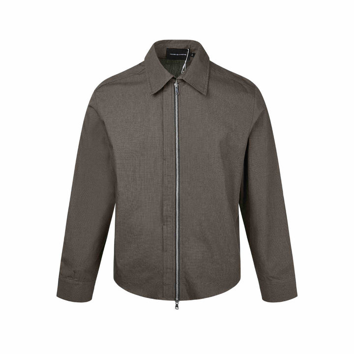 Men's short jacket with shirt collar, two-way zipper and fine structure Mune Fashion