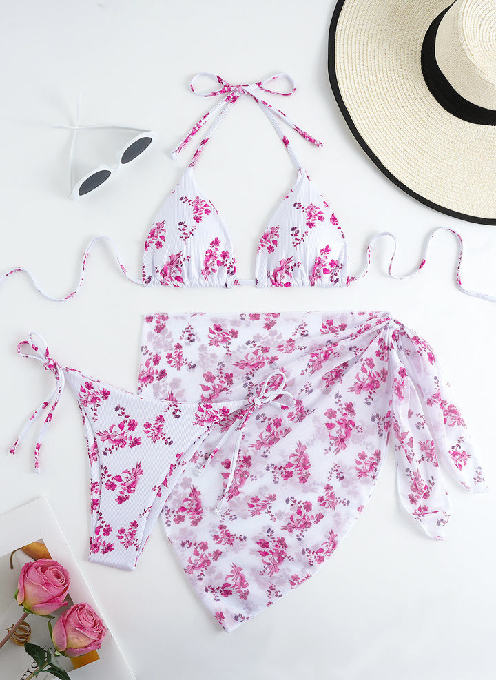 Women's Triangle Bikini Set with Elegant Wrap Skirt Mune Fashion