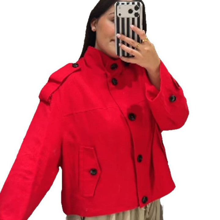 Women's Short Boxy Blouson Jacket made of lightweight Canvas with Epaulettes Mune Fashion