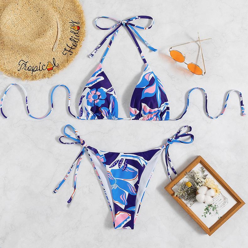 Women Triangle Bikini with stunning floral design and sophisticated lacing details Mune Fashion