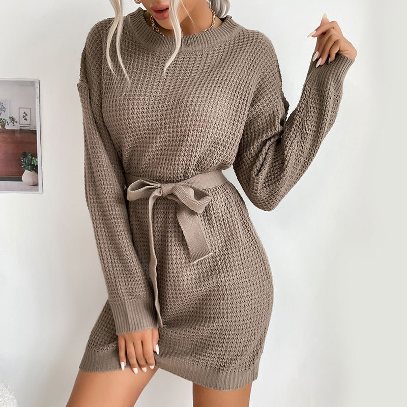 Women's knit dress with belt Mune Fashion