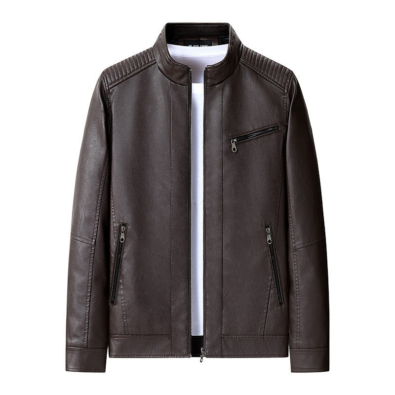 Men's fashionable leather jacket with quilted details Mune Fashion