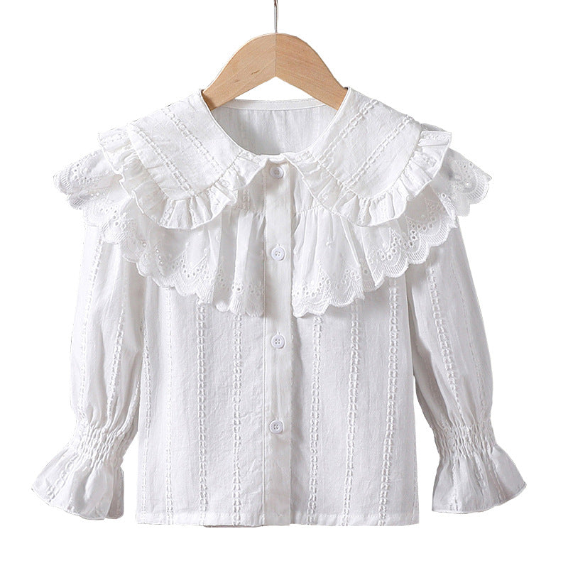 Girl blouse with ruffle details and broderie anglaise Mune Fashion