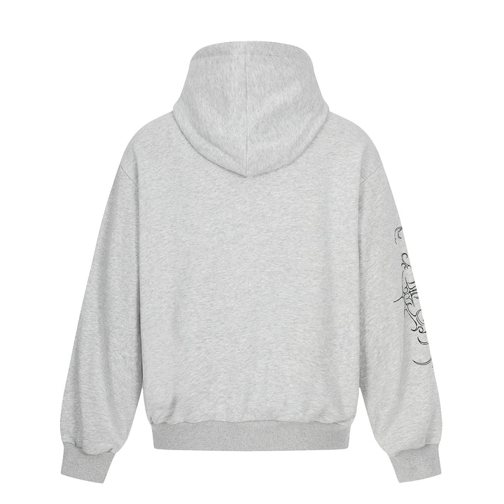 Men's Oversized Hoodie with Ornamental Cross Print and Studs Mune Fashion