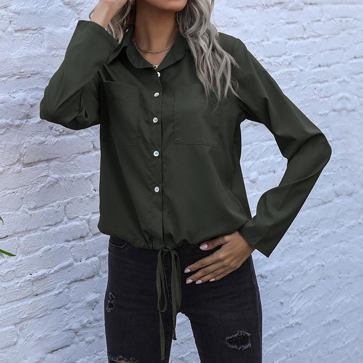 Women's shirt blouse with drawstring, chest pockets & loose fit Mune Fashion