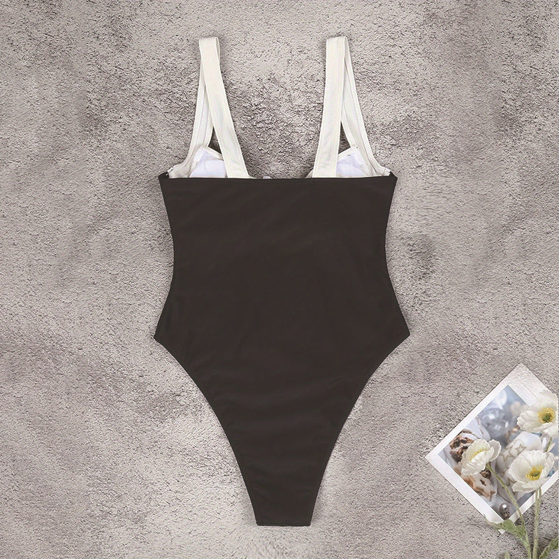 Women's Elegant One-Piece Swimsuit with Deep V-Neck Mune Fashion
