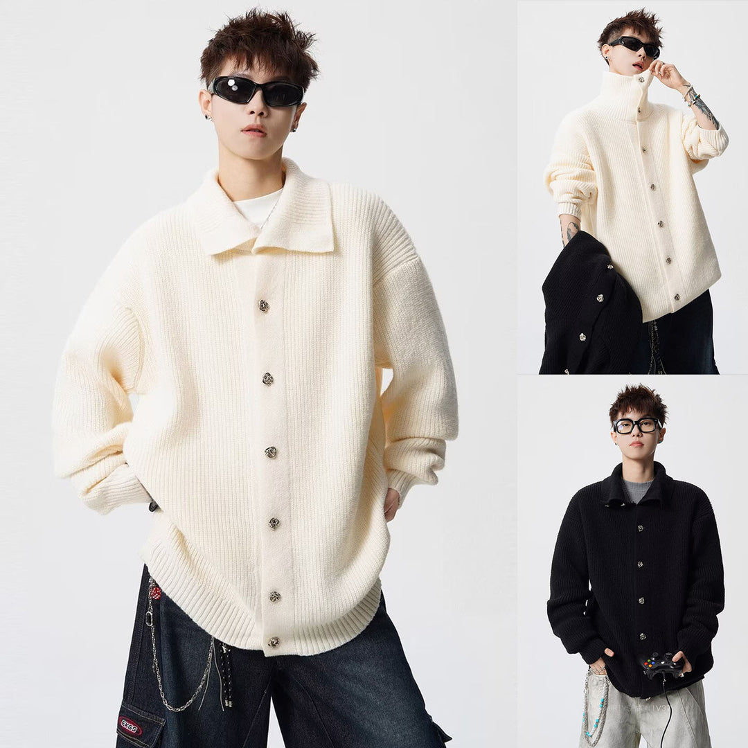 Unisex Oversized Cardigan with Button Placket Mune Fashion