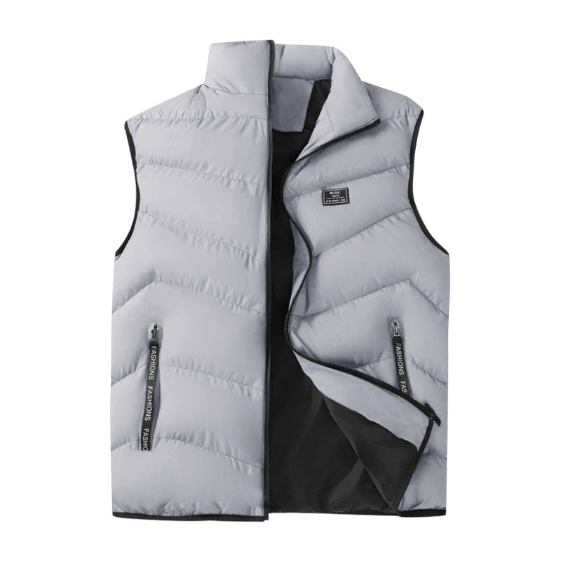 Men's light quilted thermal vest with chevron quilting, high-closing stand-up collar, and windproof lining Mune Fashion