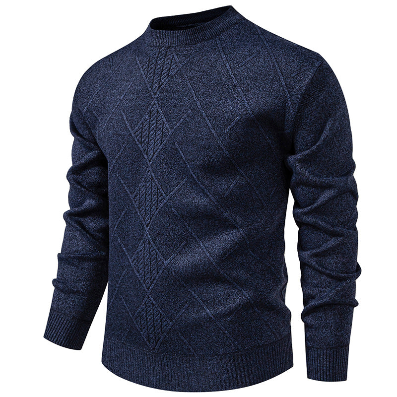 Men's fine knit pullover with diamond cable pattern, round neckline and ribbed cuffs Mune Fashion