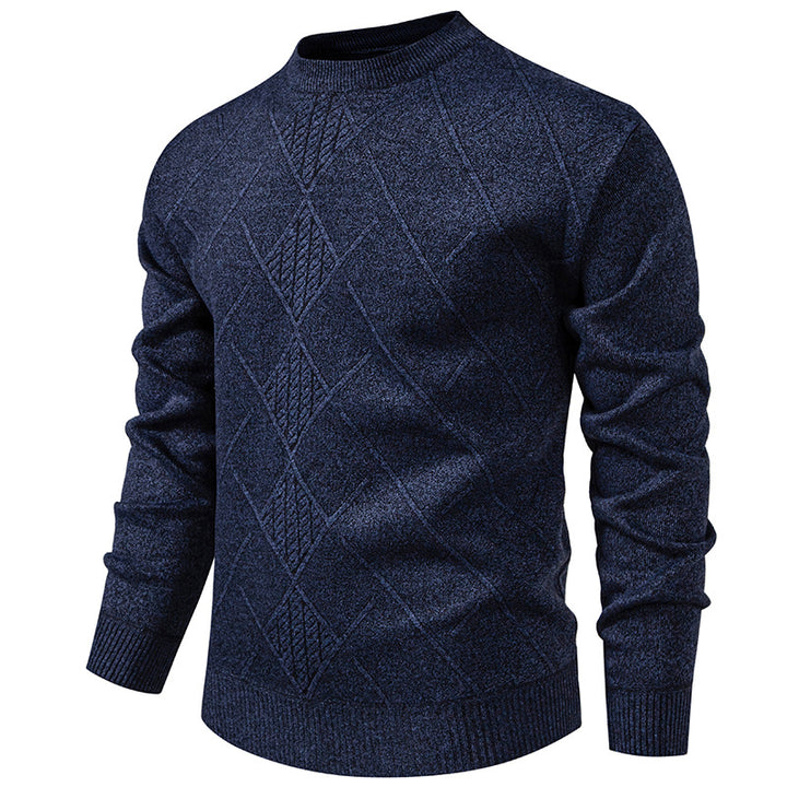 Men's fine knit pullover with diamond cable pattern, round neckline and ribbed cuffs Mune Fashion