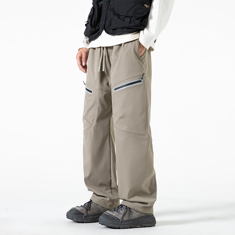 Men's Technical Cargo Jogging Pants with Straight Leg, Zipper Pockets and Drawstring Waist Mune Fashion