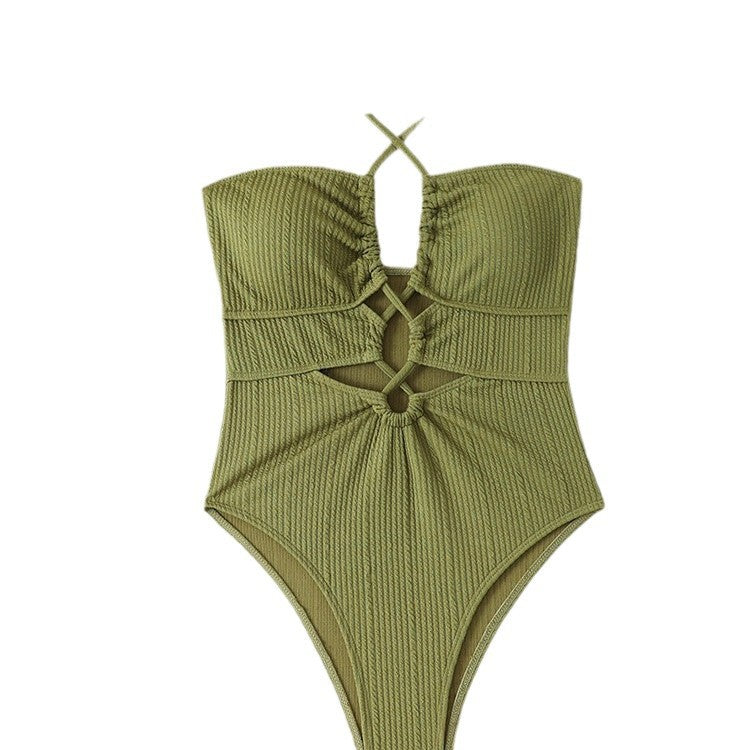 Women High-Cut Swimsuit with Cut-Outs and Trendy Straps Mune Fashion