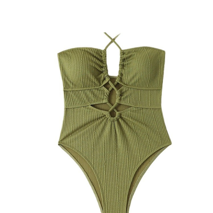 Women High-Cut Swimsuit with Cut-Outs and Trendy Straps Mune Fashion