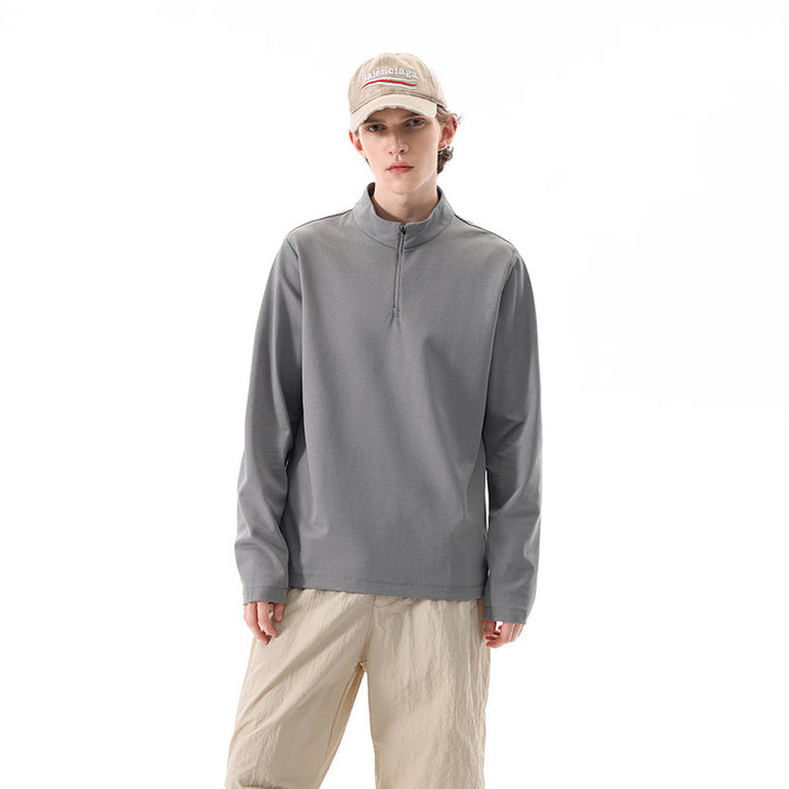 Herren Langärmeliges Halbzip-Sweatshirt mit Stehkragen und weitem Schnitt aus technischem Jersey Mune Fashion