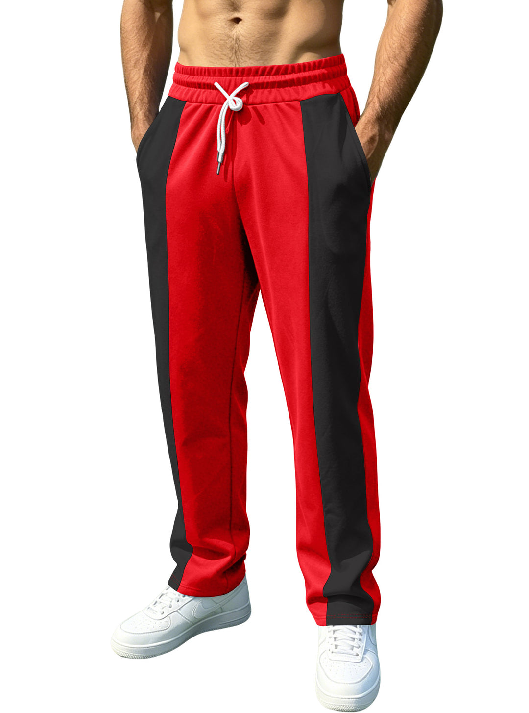 Men's sporty jogging pants with contrasting side inserts, elastic waistband, drawstring, and side pockets Mune Fashion