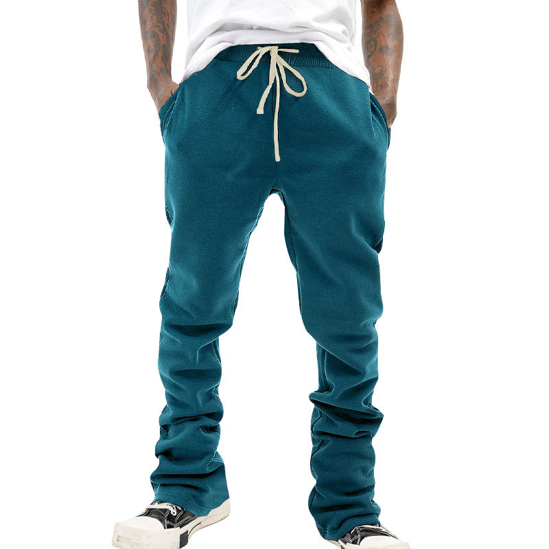Men's casual sweatpants with elastic comfort waistband, drawstring, fleece lining, and straight leg Mune Fashion