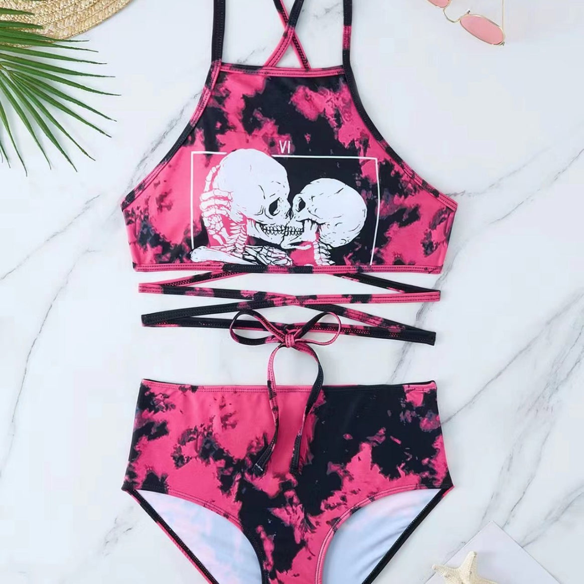 Women's High-Cut Bikini with Creative Pattern Mune Fashion