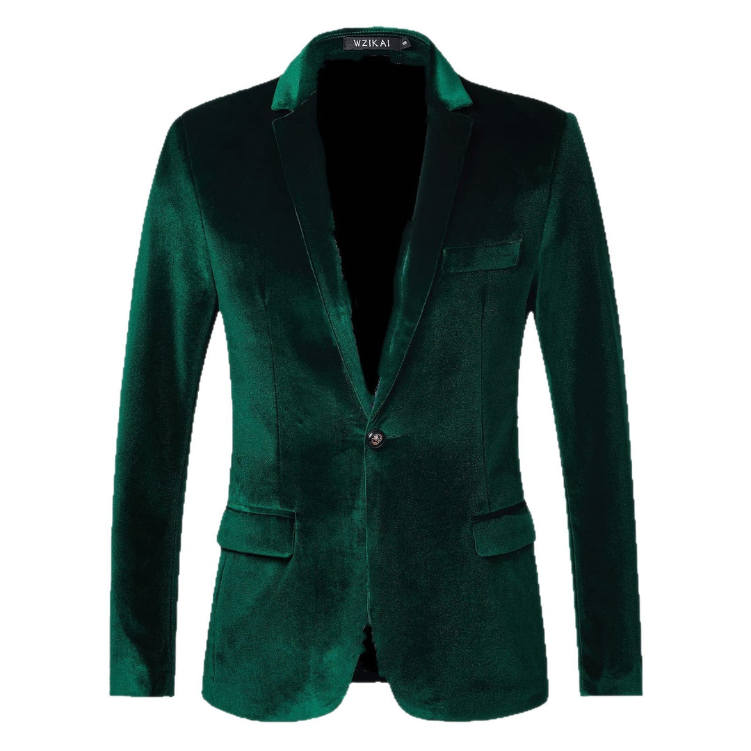 Men's custom tailored velvet blazer Slim Fit with single-breasted button placket and flap pockets Mune Fashion
