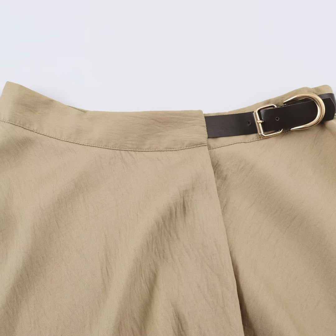 Women's Asymmetrical Midi Skirt with Tiered and High-Low Hem