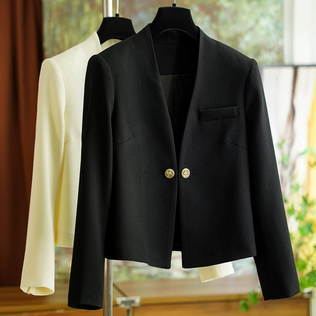 Women Stylish Short Blazer with Glamorous Buttons Mune Fashion