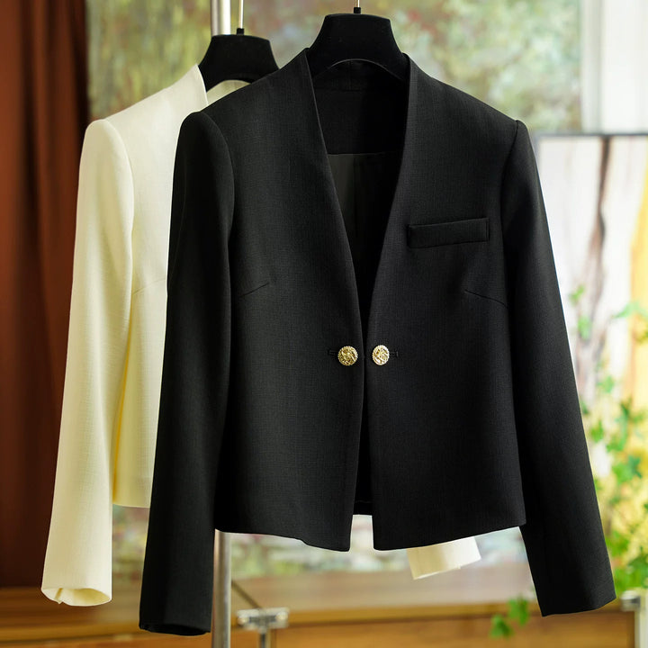 Women Stylish Short Blazer with Glamorous Buttons Mune Fashion