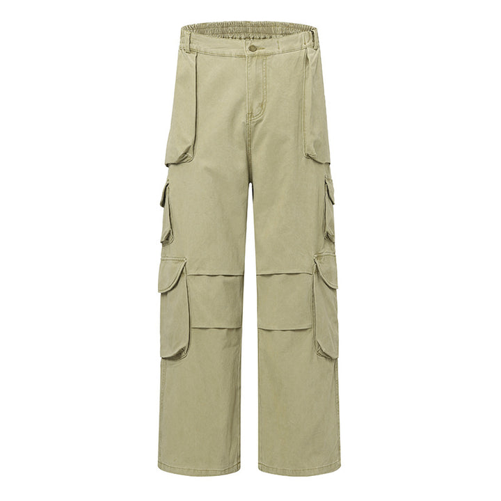 Ladies Wide Cargo Pants with Multi-Pockets and High Waist Mune Fashion
