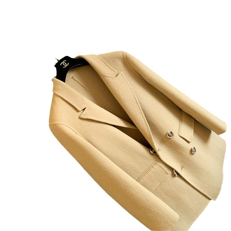 Ladies Elegant Wool Blazer with Double Button Placket Mune Fashion