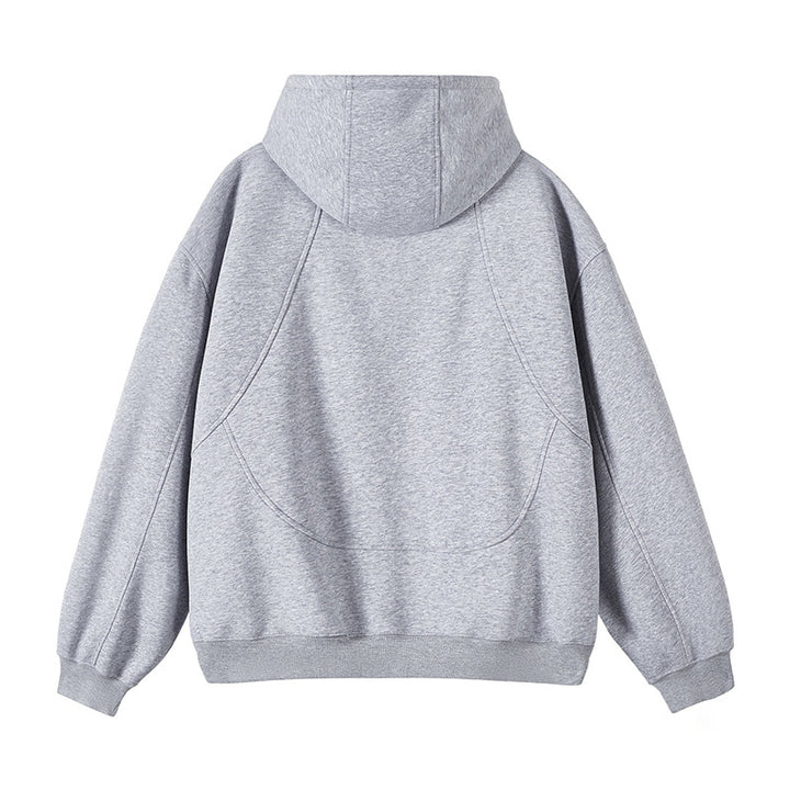 Unisex Oversize Hooded Sweat Jacket with High Stand-Up Collar and Full-Length Zipper Mune Fashion